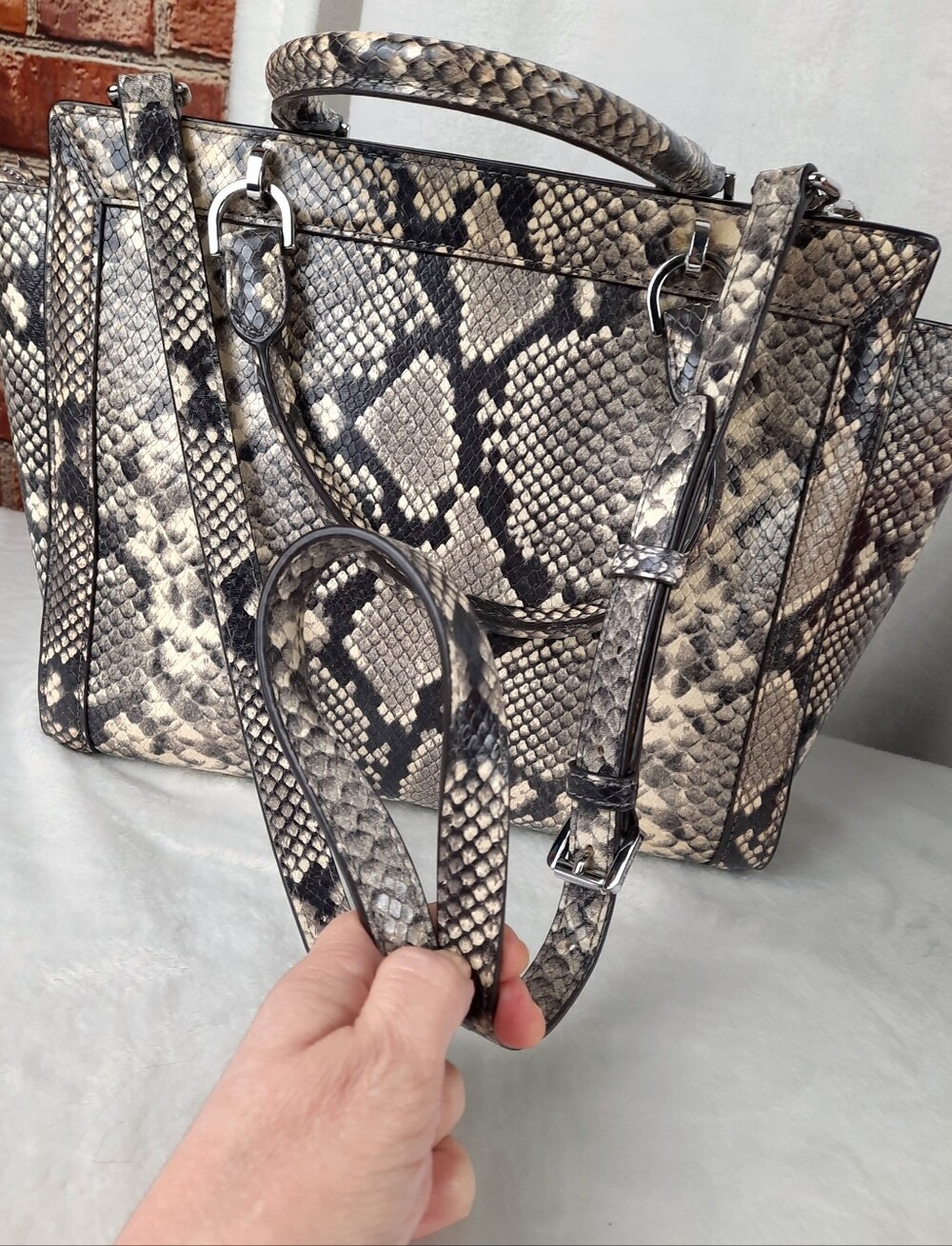 Michael Kors Python Snakeskin Satchel Bag - Picture 4 of 12